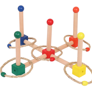 Montessori giáo dục cảm giác bằng gỗ Vòng quăng ném dây trò chơi thiết lập cho gia đình vui tươi ngoài trời quoits giải trí hộp đóng gói - Product Image 1