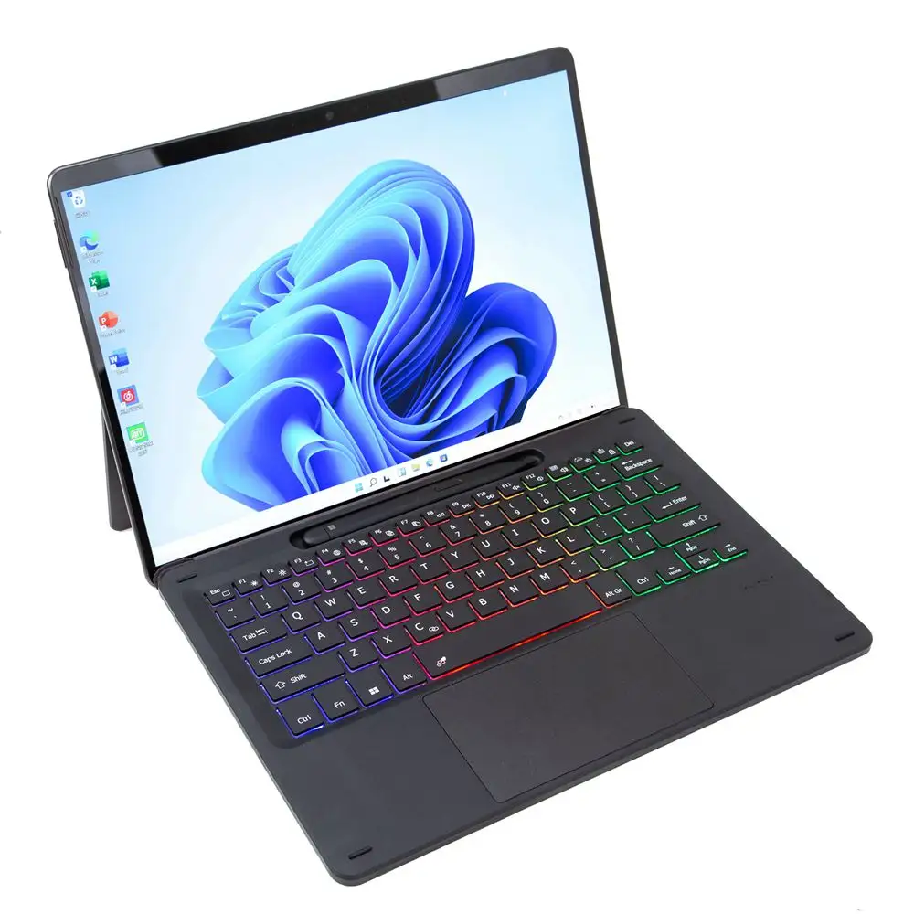 Voor Microsoft Surface Pro 8 / Pro X Draadloze Toetsenbord Met Touchpad Potlood Houder 3 Kleuren Backlit Draadloos Toetsenbord