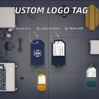 Étiquette de bagage personnalisée en cuir PU avec logo, sangle métallique, porte-cartes d'identité et de carte d'embarquement, cadeau promotionnel d'entreprise, cadeaux de bienvenue