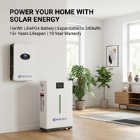 Kit Solaire Hybride Hors Réseau 48V 51.2V 5KW 10KW 20KW 30KW avec Panneaux Solaires, Batterie et Onduleur pour Système Complet Domestique