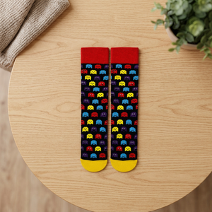 Calcetines de Casa para Adultos Unisex con Diseño de Pac-Man, Coloridos, Tejidos, de Algodón Rasgado - Product Image 2