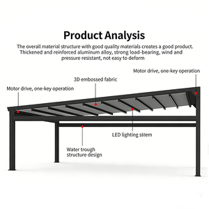 <span class=keywords><strong>Pérgola</strong></span> Bioclimática Motorizada de PVC y Aluminio con Luz LED Retráctil para Sombra en Exteriores, Patio Trasero, Terraza, Techo Plegable - Product Image 3