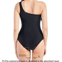 Herbruikbare menstruatiebadkleding voor dames, 4-laags lekvrij, asymmetrisch gerimpeld badpak, OEM ODM op maat gemaakte groothandel monokini