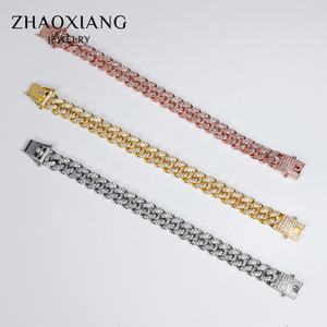 กำไลข้อมือคิวบาประดับเพชร CZ คริสตัล สไตล์ฮิปฮอปสุดเทรนด์  เครื่องประดับแฟชั่นจากโรงงานโดยตรง - Product Image 6