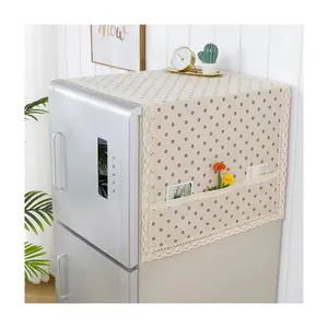 cotton linen fabric Washable Multipurpose Household Washing Machine Cover Printed Refrigerator Dust Proof Cover with Storage