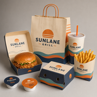 Boîte à frites jetable en papier pour emporter, emballage alimentaire personnalisé pour ailes de poulet, boîtes à hamburgers, conteneur pour plats à emporter rapides