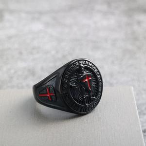 Anillo de Caballero Templario de Acero Inoxidable para Hombre, Diseño de Cruz, Estilo Hip Hop, Uso Diario - Product Image 4