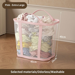 Panier à linge pliable et portable en maille pour dortoirs et maisons, écologique, résistant à l'eau, pour ranger les vêtements sales et les chaussettes - Product Image 3
