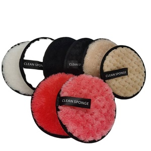 Tampons démaquillants lavables en microfibre rose, ronds et carrés, colorés, à 3 couches, avec sac de lavage - Product Image 1