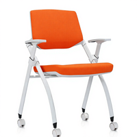 Chaise de formation pivotante moderne en plastique, siège ergonomique pour conférences avec tablette d'écriture, roulettes en nylon, certifiée BIFMA, mobilier de salle de classe