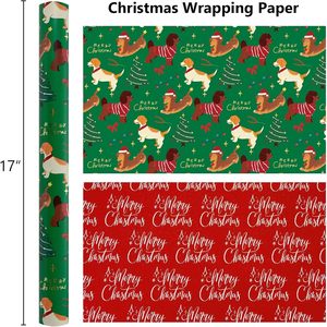 Colorful cartoon puppy Christmas tree <b>pattern</b> Christmas wrapping <b>paper</b> double sided printed with Merry Christmas customizable - Product Image 2