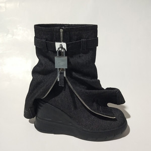 Fashion 2025 New Autumn Women Botas Round Toe Mid Calf Denim Thick Bottom Mujer Brand Platform <b>Boots</b> - Product Image 3