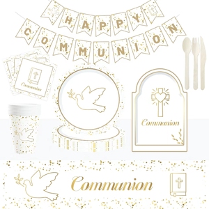 Vaisselle de fête pour la première communion DAMAI, pigeons, croix, anniversaire, baby shower, fournitures de fête, gobelets en papier, assiettes, ensemble de communion - Product Image 3