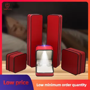 New Arrival PU da cam màu be màu xanh lá cây LED Đen biên giới trang sức bao bì Quà tặng đám cưới vòng hộp Vòng Cổ Vòng Tay Hộp Quà Tặng