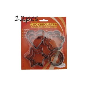 Ensemble de 12 outils de pâtisserie en acier inoxydable, cœur, étoile, rond, <span class=keywords><strong>fleur</strong></span> de prunier, moule à biscuits en acier inoxydable - Product Image 1