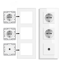 Module mural avec panneau tactile en verre blanc de norme européenne, fonction bouton interrupteur prise de courant librement combinable