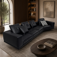 Ensemble de canapés modulaires sectionnels inclinables et convertibles en cuir véritable capitonné avec housses amovibles et sculptés CNC pour appartement et salle de sport