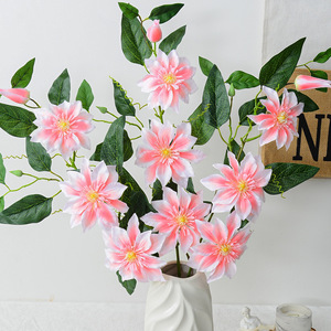 Vigne artificielle de clematis Qianzhu, fleur en soie blanche et violette pour la décoration de mariage, de maison et de plafond - Product Image 3