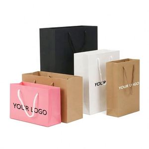 Custom Printed Black Reusable Shopping Paper Bag with Handles for Clothing Shoes <b>Socks</b> Featuring <b>Art</b> Paper and Your Own Logo - Product Image 1