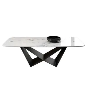 נורדי מחושל ברזל השיש שולחן קפה סלון ריהוט מרוקע מתכת קפה שולחן