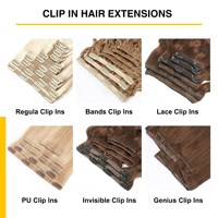 Nouvelles extensions de cheveux 100 % naturels Remy à clipser, double épaisseur, qualité supérieure, pour femmes, collection 2027