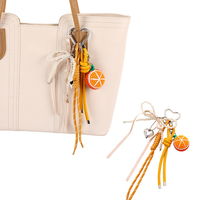 Porte-clés RW en forme de fruits, tissé à la main (pastèque, orange, kiwi), support de clés de voiture, pendentif créatif en laine crochetée, porte-clés