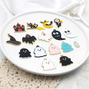 Halloween-Legierung DIY Schmuck Zubehör Ghost Festival Skelett Fledermaus Ghost Haunted House Magic Hat Anhänger - Product Image 3