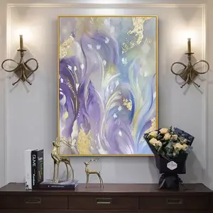 Kustom grosir 100% buatan tangan lukisan emas Foil abstrak lukisan minyak seni dinding dekorasi rumah Interior lukisan minyak