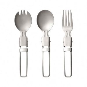 Juego de Cuchara, Tenedor y Cuchara-Tenedor de Titanio con Mango Plegable para Acampar al Aire Libre, Venta al Por Mayor - Product Image 5