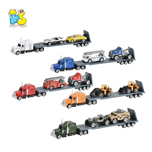Camión Militar <span class=keywords><strong>de</strong></span> Ingeniería <span class=keywords><strong>de</strong></span> bomberos para niños, material <span class=keywords><strong>de</strong></span> aleación, con cabezal <span class=keywords><strong>de</strong></span> remolque, 2 coches deportivos, gran oferta - Product Image 1