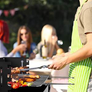 Chariot <span class=keywords><strong>de</strong></span> barbecue mobile JH-Mech à double étagère en acier inoxydable avec crochets et poignée, chariot à pizza en acier au carbone - Product Image 1