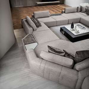 أريكة رمادية مريحة لغرف المعيشة مقسمة إلى وحدات على الطراز الشمالي سهلة ومريحة مع كرسي نوم - Product Image 3