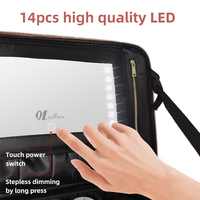 Missmeeca-Estuche de maquillaje personalizado, bolsa de maquillaje con espejo y luces Led, con espejo iluminado