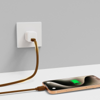 Câble USB-C vers USB-C 2-en-1 en cuir, lanière de charge portable et synchronisation rapide des données, collier tressé haut de gamme multi-appareils