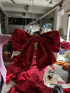 Décorations de Noël, grands nœuds de Noël en velours rouge, PVC, décorations suspendues pour sapin de Noël, intérieur/extérieur, couronne, clôture, nœud papillon rouge - Product Image 5