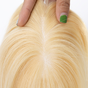 Extensiones de Cabello Humano Rubio de Aspecto Natural con Clip para Mujer, Topper de Corona Liso - Product Image 6