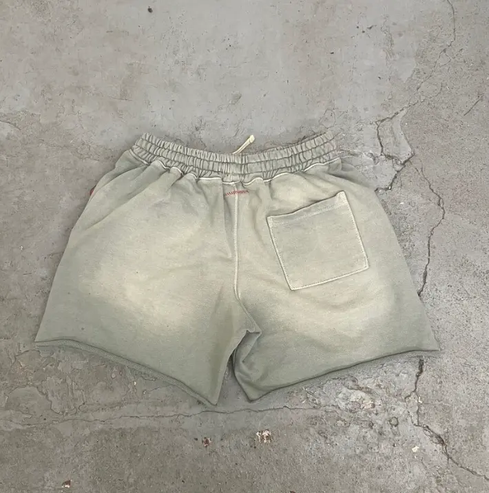 Pantaloni corti estivi da uomo con Jogging in bianco pantaloncini sportivi lavati con acido
