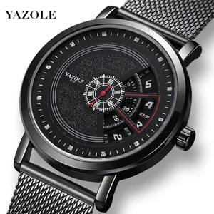 Yazole 509 510นาฬิกาผู้ชาย,511 Hollow Reloj Hombre นาฬิกาข้อมือควอตซ์สร้างสรรค์แฟชั่นสายสแตนเลสนาฬิกาผู้ชาย