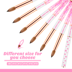 Bolígrafos de Arte de Metal para <span class=keywords><strong>uñas</strong></span>, pincel acrílico Kolinsky <span class=keywords><strong>2022</strong></span> con tapa, mango de cristal arcoíris #2-#18, 100% - Product Image 4