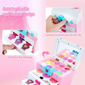 Gioca a trucco per bambine con custodia cosmetica con fiocco rubino Kit trucco per bambini per ragazza - Product Image 2