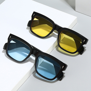 Lunettes de <span class=keywords><strong>soleil</strong></span> carrées tendance UV400 personnalisées de haute qualité 2026 pour hommes et femmes, avec logo vert et bleu, idéales pour la plage et les activités de plein air - Product Image 2