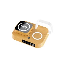 Cargador inalámbrico magnético plegable 3 en 1, reloj despertador de escritorio con luz Led Digital, carga inalámbrica rápida, reloj para teléfono inteligente, auriculares