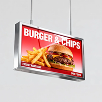 Boîte à lumière LED suspendue pour menu de restaurant, facile à installer, panneau LED avec cadre en aluminium, panneau publicitaire pour menu