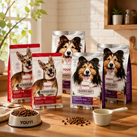 Sac à fond plat imprimé sur mesure de qualité alimentaire avec fermeture éclair, résistant à l'humidité, à encoche anti-déchirure, en plastique, pour friandises pour chiens et chats 500g 1kg