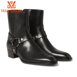 New Trendy Brand <strong>Boots</strong> Side Zip <strong>Flat</strong> Fashion Business Ankle Genuine <strong>Leather</strong> Chelsea <strong>Boots</strong> Men Plus Size 48 - Product Image 1