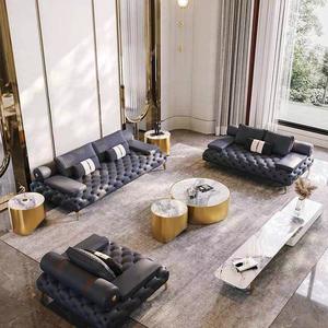 Warung kopi recycliner modern blue <span class=keywords><strong>velvet</strong></span> chesterfield cube sectional sofa sudut <span class=keywords><strong>dubai</strong></span> sofa longgar - Product Image 2