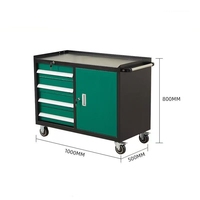 Armoire à outils roulante robuste à 10 tiroirs, 52 po x 18 po, noire