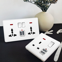 UK 13A Blanc grands interrupteurs et prises à bascule électriques, USB type-c Prise murale à charge rapide prise murale interrupteur mural