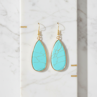 Boucles d'oreilles pendantes géométriques plates en pierre naturelle plaquées or pour femme, style bohème, élégantes et classiques, cadeau