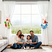 Attaches de rideau lapin de Pâques faits à la main, boucle en peluche pour la décoration de fenêtre de printemps, maison, hôtel, nouveau design